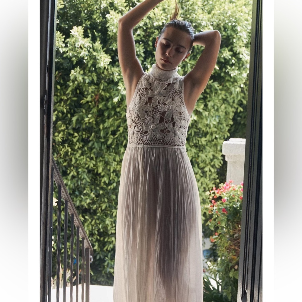 Zara Floral Embroidery Combination Dress - Picture 4 of 11